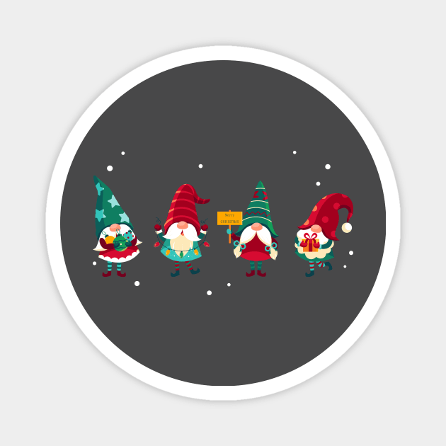 Hand drawn cute christmas gnomes Magnet by kameleon